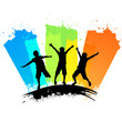 Vector: Kids Silhouettes with Paint Color Splashes Kids Silhouettes with Paint Color Splashes