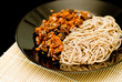 Spicy soba noodles with shiitake and carrot dressing