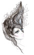 Illustration: Beautiful woman with ornate hair (series C) Beautiful woman with ornate hair (series C)