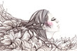 Illustration: Beautiful woman with hair ornate with flowers (series C) Beautiful woman with hair ornate with flowers (series C)