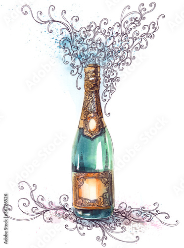 Illustration: holiday champagne (series C) holiday champagne (series C)