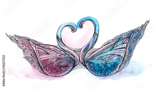 Illustration: two swans (series C) two swans (series C)