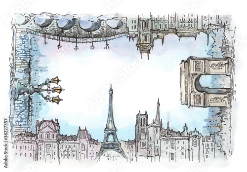 Illustration: world places of interest frame world places of interest frame