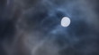 Water reflection of full moon and moving clouds