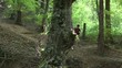 Video: young man and woman walking in woods and crossing river young man and woman walking in woods and crossing river