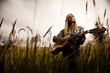 Pretty blonde and guitar