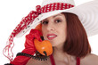 Photo: Fashion girl in retro style with vintage phone Fashion girl in retro style with vintage phone