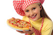 Young girl preparing homemade pizza