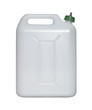 white canister with green closure