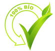 100 pour 100 bio sur symbole vert 3d