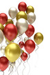 flying colorful balloons on a white background