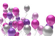 flying colorful balloons on a white background