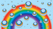 Background for a business card with rainbow and drops Background for a business card with rainbow and drops