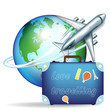 airplane and travel suitcase
