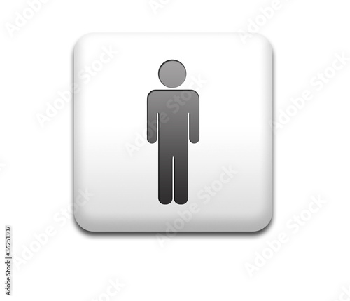 Illustration: Boton cuadrado blanco simbolo hombre Boton cuadrado blanco simbolo hombre