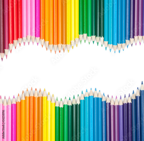 Photo: set of color pencils with copyspace set of color pencils with copyspace