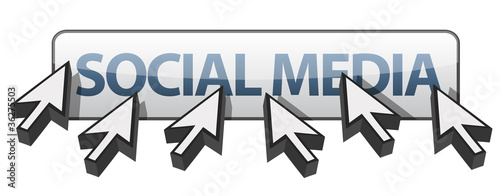 Illustration: multiple cursors around social media button multiple cursors around social media button