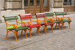 Small colorful benches Small colorful benches