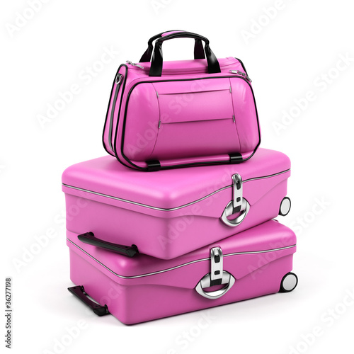 Photo: Suitcases isolated on a white background. Suitcases isolated on a white background.