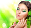 Beautiful Woman with green leaves