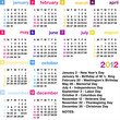 2012 calendar with official USA holidays