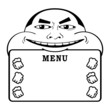 Happy fat beer lover face with menu template