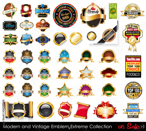 Vektor: Modern and Vintage Emblems Extreme Collection. Modern and Vintage Emblems Extreme Collection.