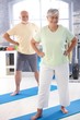 Elderly couple doing exercises