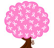 vector illustration of a breast cancer pink ribbon tree