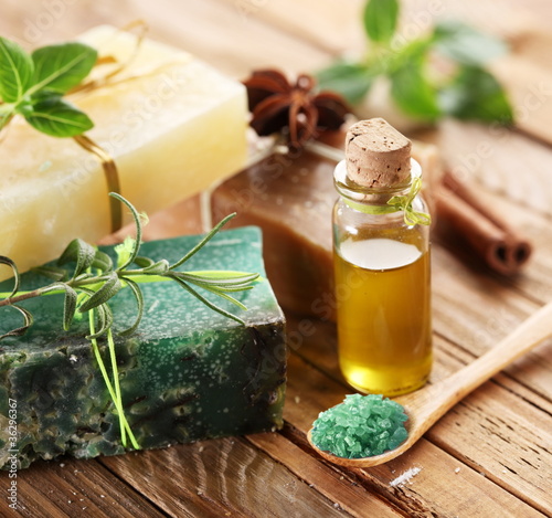 Photo: Pieces of natural soap. Pieces of natural soap.