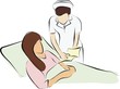 nurse reading a book for a patient woman palliative care