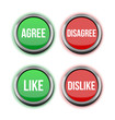 Illustration: agree disagree like dislike buttons agree disagree like dislike buttons