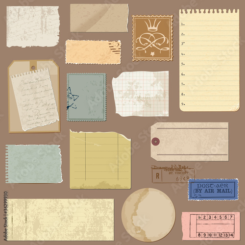 Vektor: Set of Old paper objects - for design and scrapbook in vector Set of Old paper objects - for design and scrapbook in vector