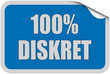 Sticker blau eckig curl oben 100% DISKRET
