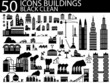 50 ICONS BUILDINGS BLACK CLEAN