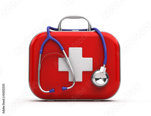 Illustration: Stethoscope and First Aid Kit isolated Stethoscope and First Aid Kit isolated