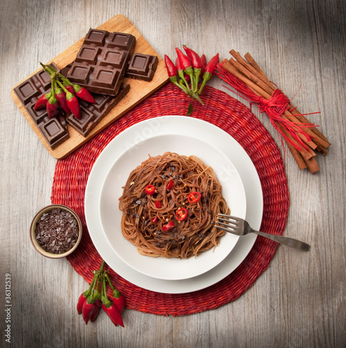 Photo: spaghetti al cioccolato e peperoncino spaghetti al cioccolato e peperoncino