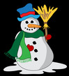 Vektor: Schneemann mit Besen Schneemann mit Besen