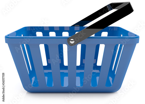Illustration: Plastic blue shopping basket Plastic blue shopping basket