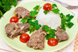 Photo: Liver fried with onion, rice and tomato cherry Liver fried with onion, rice and tomato cherry