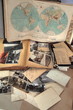 Old books,albums,photos,postcards and letters and atlas.
