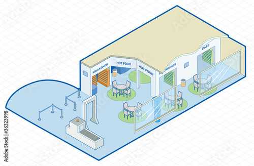 Vector: Airport Shop Isometric Airport Shop Isometric
