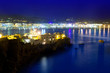 Ibiza town port blue sea night lights