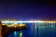 Ibiza town port blue sea night lights