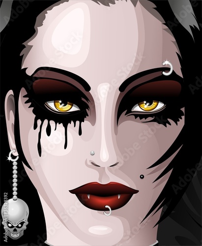 Vettoriale: Viso Ragazza Vampiro Halloween Vampire Girl's Face-Vector Viso Ragazza Vampiro Halloween Vampire Girl's Face-Vector