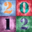 2012, chiffres vintage couleur 2012, chiffres vintage couleur