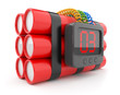Bomb with clock timer 3D. Countdown. Icon isolated on white back Bomb with clock timer 3D. Countdown. Icon isolated on white back