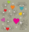 set vector elves with hearts set vector elves with hearts