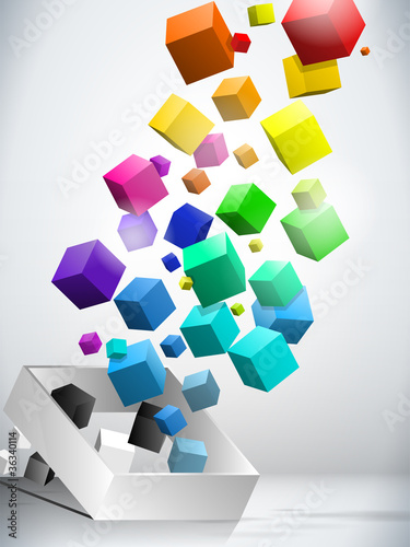Vector: Colorful Flying Cubes Background Colorful Flying Cubes Background
