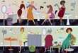 Beauty salon banner workers Beauty salon banner workers